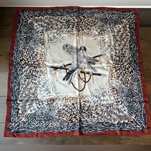 WATHNE SQUARE EAGLE and FEATHER 35” SILK SCARF